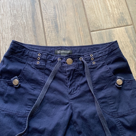 INC Navy Blue Low Rise Y2K Cargo Pants Size 2 - Picture 2 of 5
